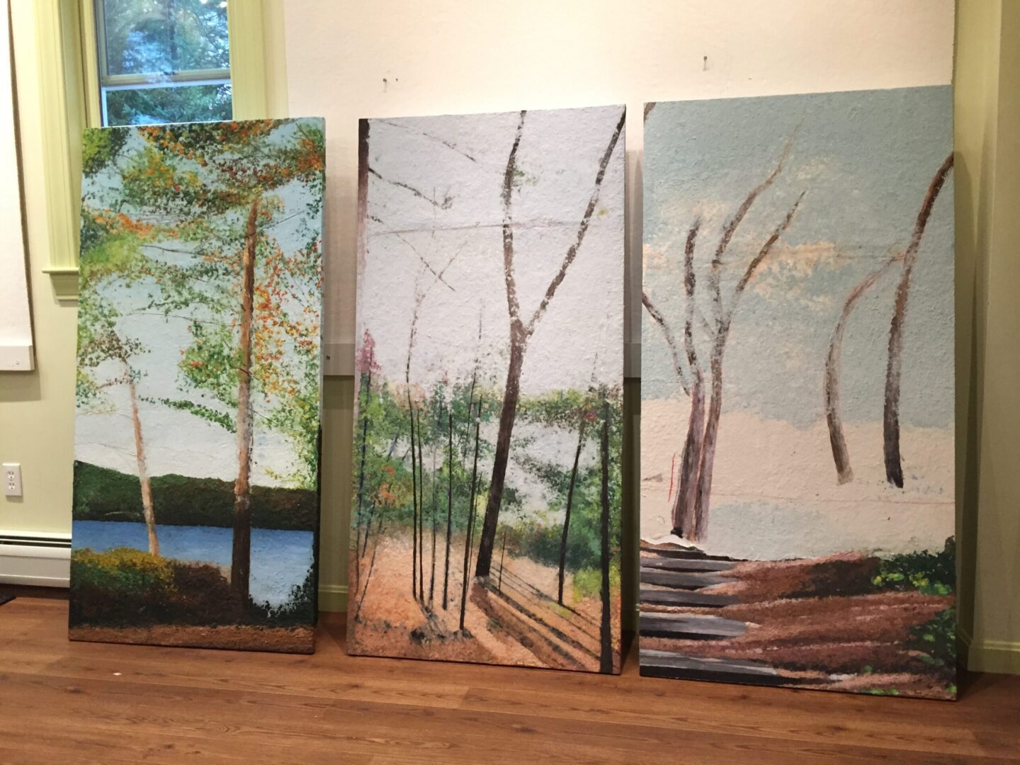 127. Care Dimensions Commission: The in-progress paintings in my studio